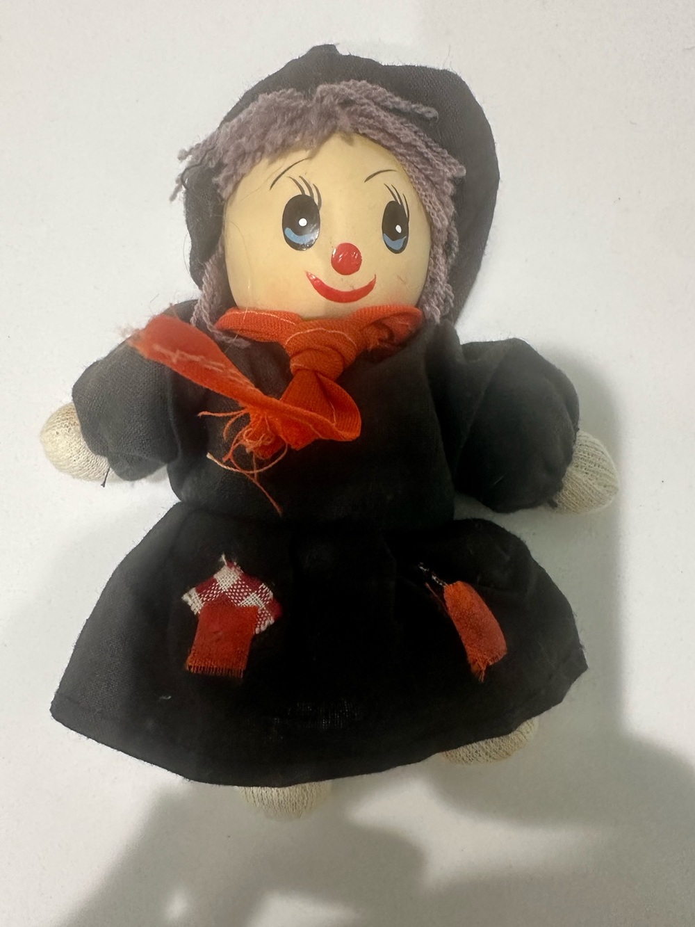 Vintage Norfolk Halloween Crafty Folk Art Witch  Figurine Handpaint Doll  6"
